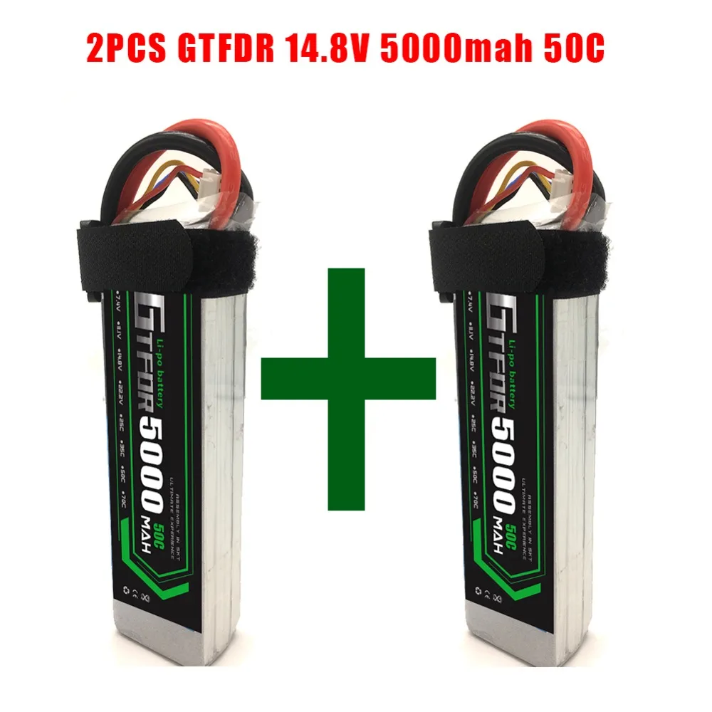 

2PCS 4S 14.8V 5000mAh 50C GTFDR LiPo Battery For Remote Control Toys RC Car Boat Truck Helicopter Airplane Drone Quadcopter