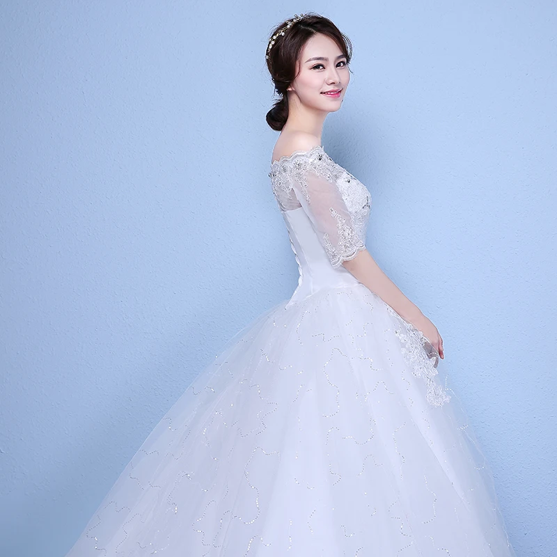 Дешевое свадебное платье с открытыми плечами 2020 длинным шлейфом вырезом