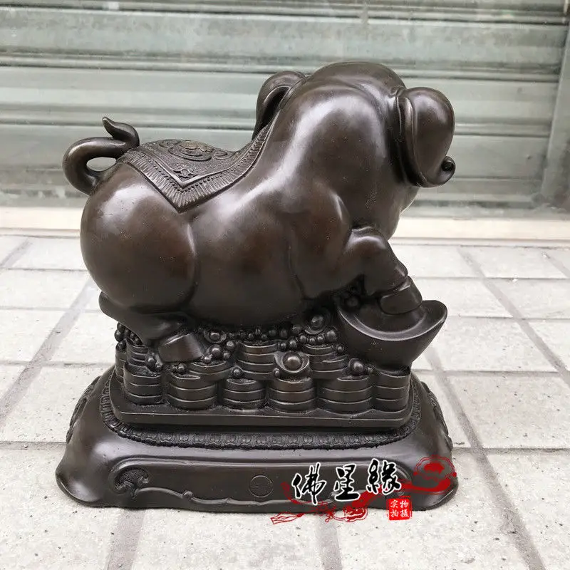 10 ''китайский феншуй Зодиак Свинья принести богатство бронзовая статуя | Дом