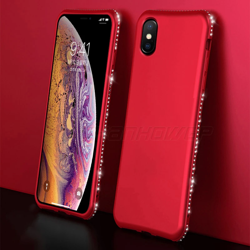 Блестящий силиконовый чехол с кристаллами и бриллиантами для iPhone XS Max XR X 6 6S 7 8 Plus 5