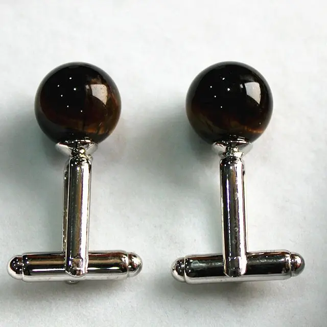 Красивый посеребренный 12 мм тигровый глаз Запонки из драгоценных камней |