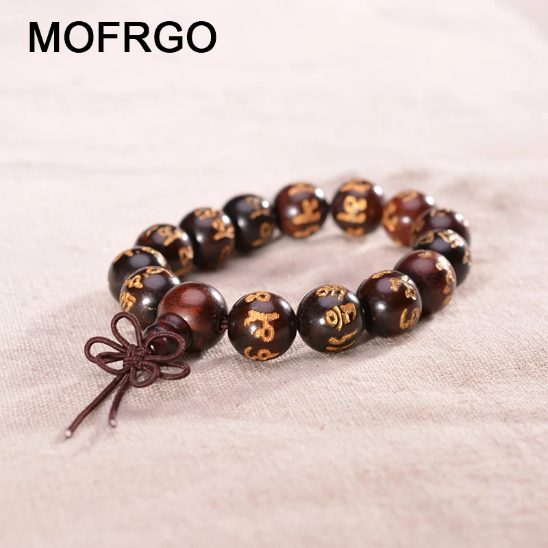 Браслеты MOFRGO Rosewood Om Мани Падме Гум мантры амулет тибетский буддизм защита для