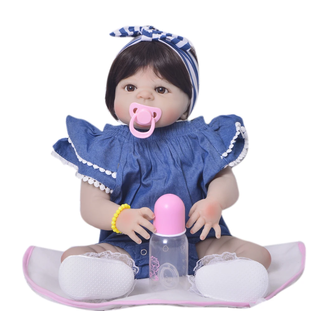 Кукла reborn boneca 23 дюйма силиконовая для всего тела Реалистичная 57 см|Куклы| |