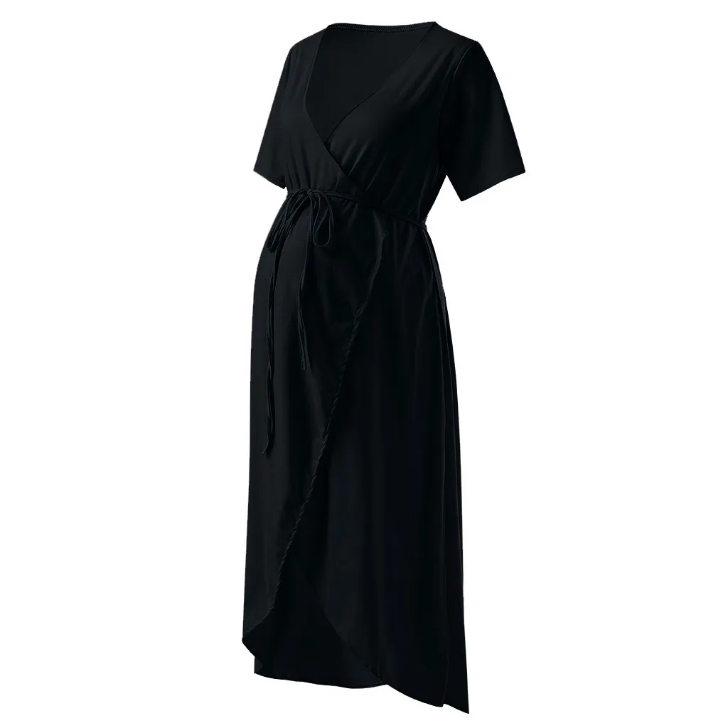 Women's Maternity Dresses Fashion Short Sleeve V Neck Pregnancy Dress Summer Gown 2019 Vestido Gestante Com | Мать и ребенок