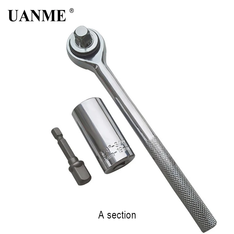 

UANME Universal Torque Wrench Set Head Socket Sleeve 7-19mm Power Drill Ratchet Bushing Spanner Key Magic Multi Hand Tools