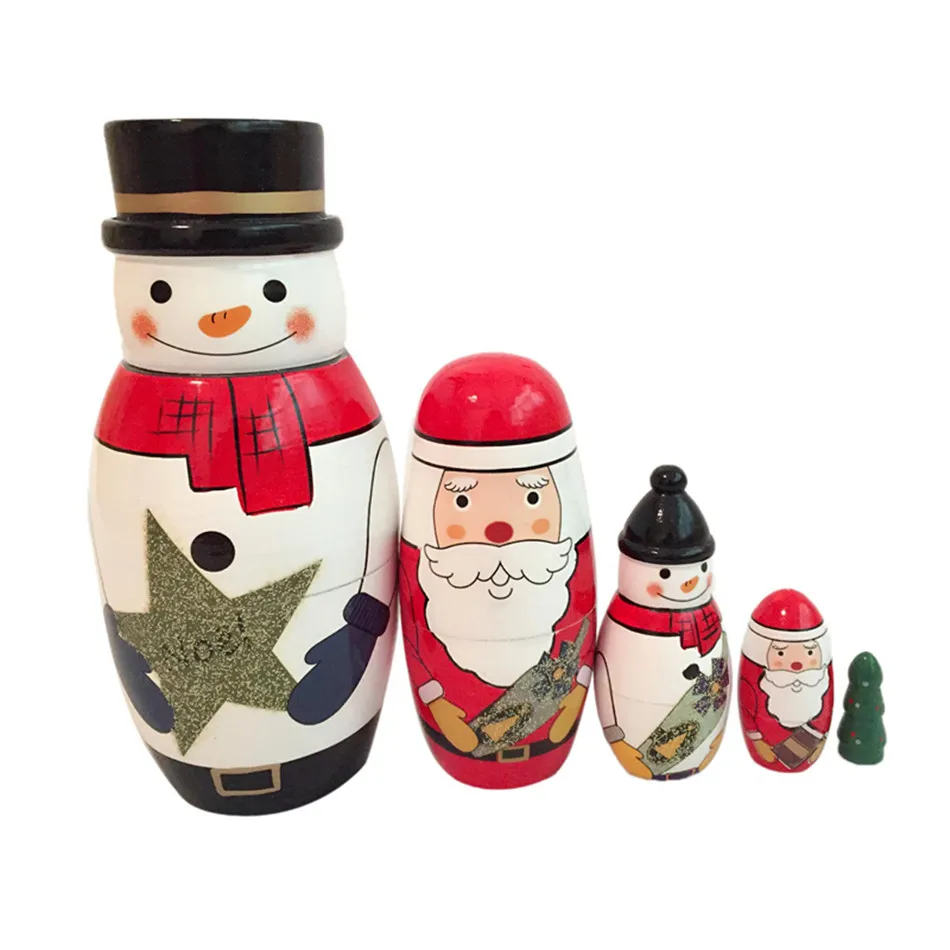 5 шт./компл. Санта Клаус матрешка деревянная ручная роспись матрешки ручной