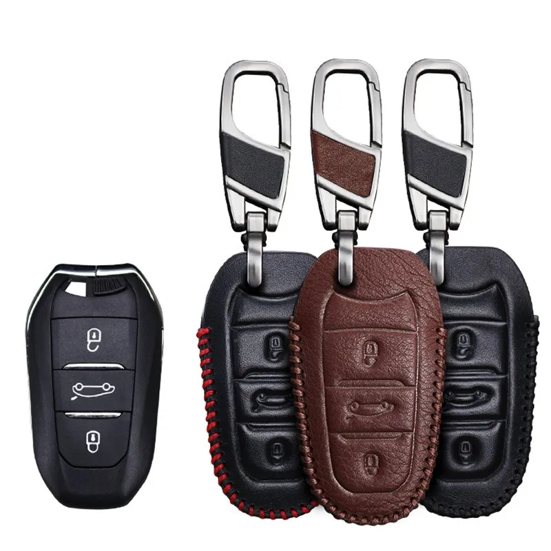 Автомобильный ключ чехол КРЫШКА ДЛЯ peugeot 301 308 408 508 2008 3085 3008 307 аксессуары из натуральной кожи брелок для промо-акций