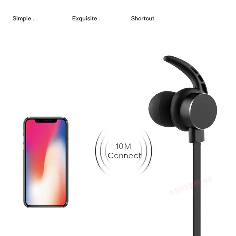 AMTERBEST с шейным 3D стерео Bluetooth наушники спортивные беспроводные наушники Магнитная Bluetooth гарнитура для SAMSUNG iPhone Android
