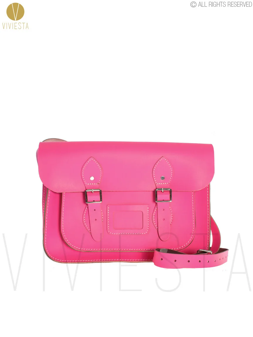 Neon Pink 1" Неоновая британская настоящая кожаная сумка-портфель модная Винтажная летняя яркая разноцветная сумка через плечо сумка-мессенджер - Цвет: Neon Pink