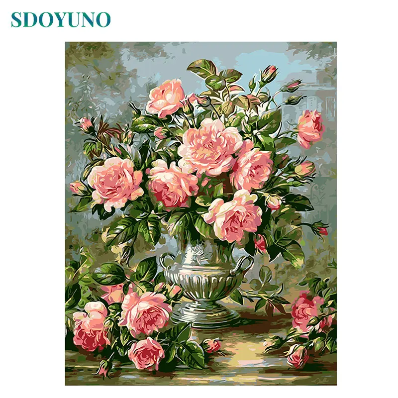 

SDOYUNO Frame Painting By Numbers Flowers nature DIY 60x75cm Gift Home Decoration Wall Art pictures by numbers Bedroom Decor