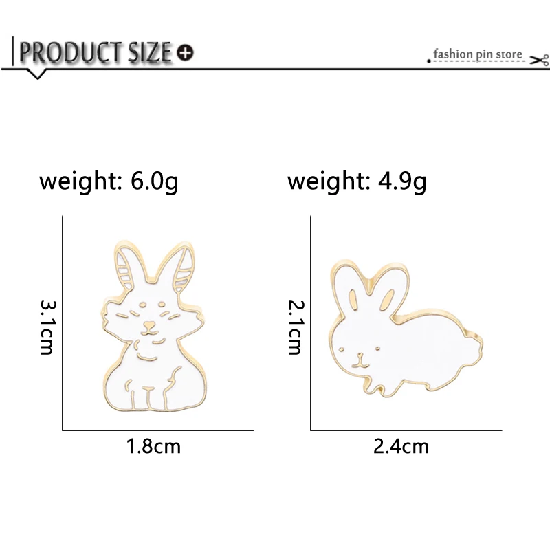 Белая брошка с кроликом из мультфильма эмалированная Женская и мужская сумка