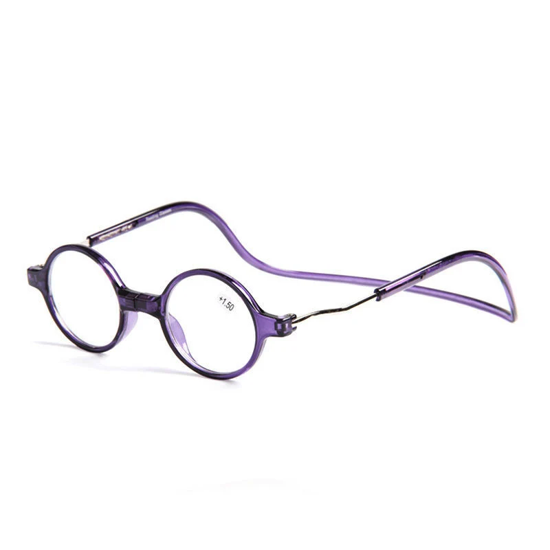 purple GLAUSA, магнитная круглая квадратная оправа, Холтер, очки для чтения, для женщин и мужчин, портативные Висячие на шее, очки для пресбиопии, очки для пожилых - Цвет оправы: purple