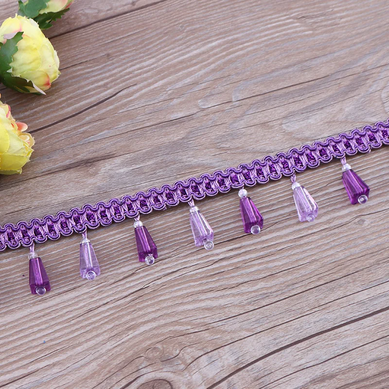 

XWL 12M/Lot 4.5cm Wide Curtain Beads Lace Ribbon Trim Curtain Accessories Decorative Sofa Edge Belt DIY Sewing Tassel Fringe
