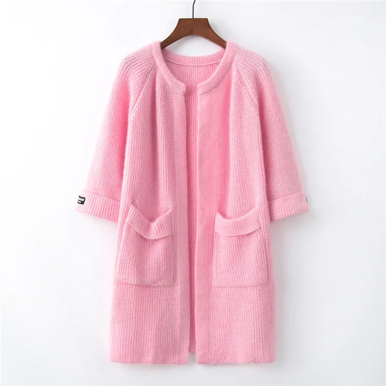 OMCHION Casaco Feminino 2018 Winter Clothes Women Solid Pockets Long Cardigan Casual Korean Mohair Sweater Coat Knitwear LP133 |