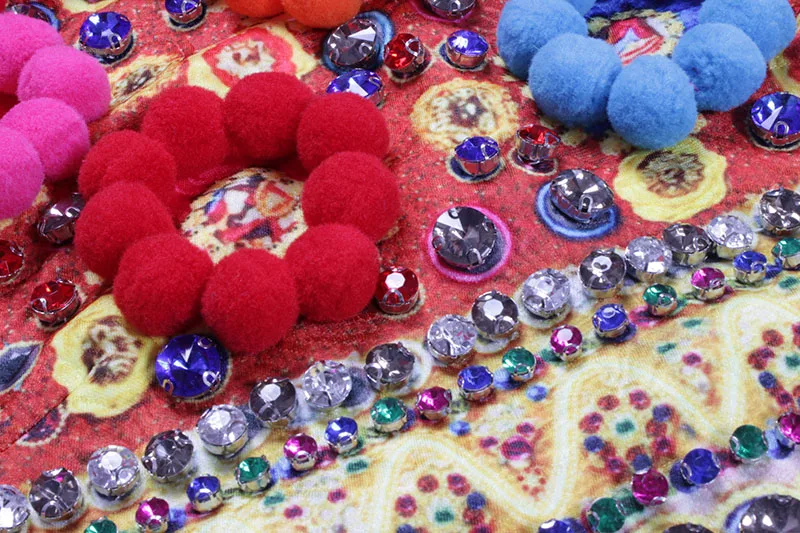 

Newest 2018 Italy Luxurious Spring&Summer Sleeveless Cotton Stereo decoration Diamond Casual Dress women