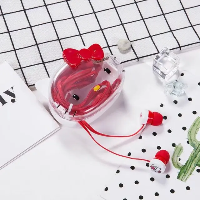 Милые розовые 3,5 мм стерео наушники-вкладыши hello kitty с микрофоном для телефонов с коробкой для хранения