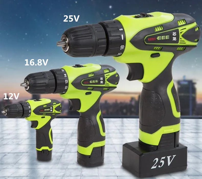 XLTOWN 25 v электрическая дрель с 2 батареями многофункциональная перезаряжаемая