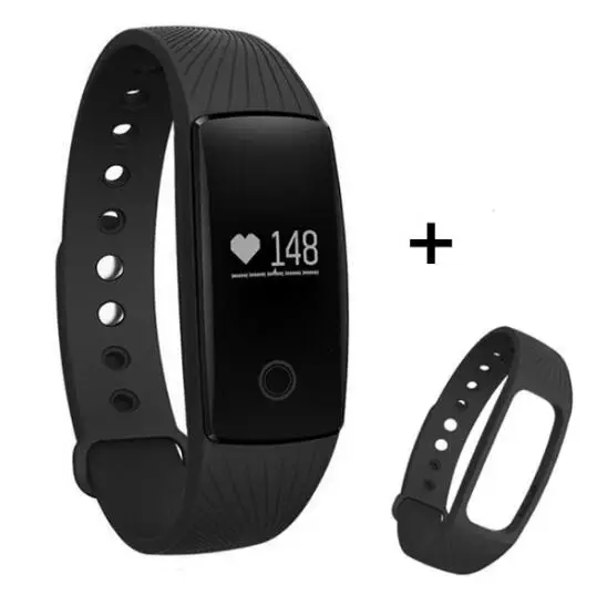 BK and Black Strap Фитнес-трекер, умный браслет, пульсометр, шагомер, монитор, фитнес-браслет, IP67, спортивный трекер, умный Браслет для Android IOS 107 - Цвет: BK and Black Strap