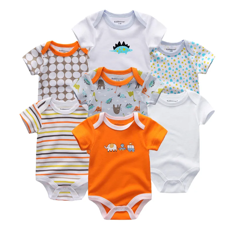 

7 pcs/lot newbron summer short sleeve baby girl rompers set baby jumpsuit boy girls set ropa bebe baby boy girl clothes