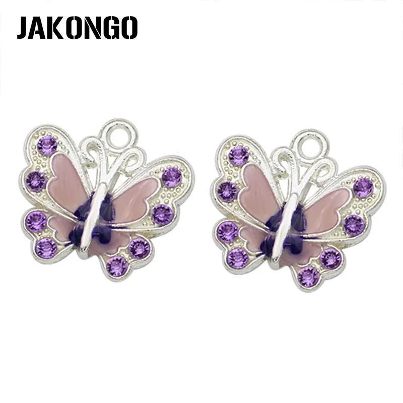 JAKONGO 7 шт. покрытая серебром эмаль ювелирные украшения-хрустальные бабочки Подвески для самостоятельного изготовления ювелирных изделий ручной работы ремесло аксессуары 21x22 мм