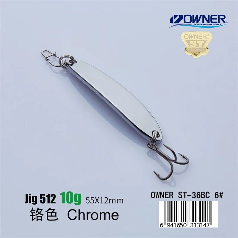 Chrome 10g APADA джиггинг 512 меч владелец тройной крючок+ перо 10 г 55 мм рыболовные приманки для бас Многоцветный Металлический цинковый сплав - Цвет: Chrome 10g