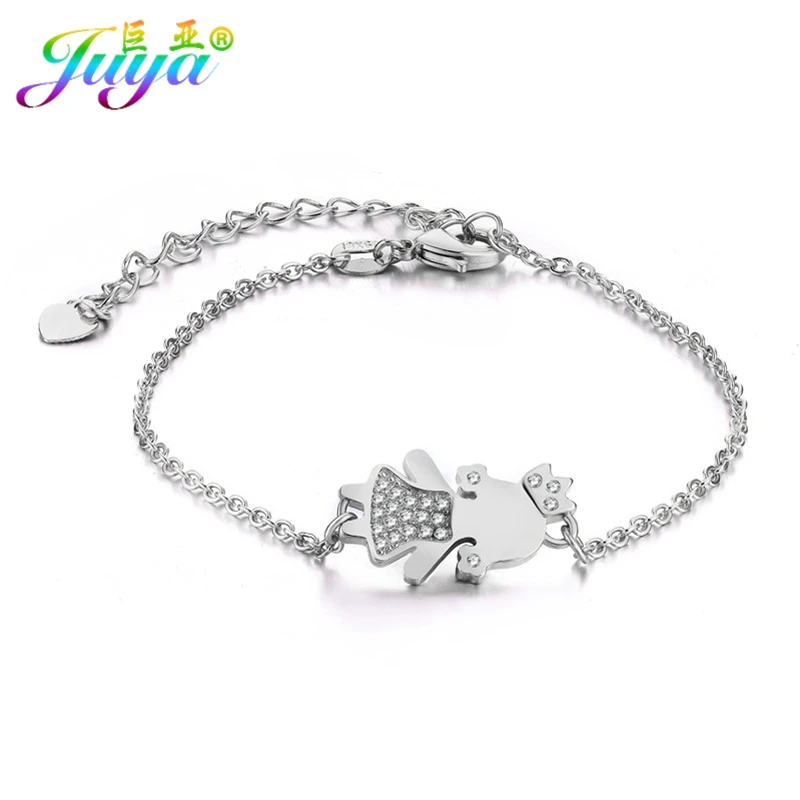 White Gold Juya, женские браслеты ручной работы, товары для мамы+ мальчика+ девочки, звенья цепи, браслеты для ручной работы, подарок на день матери и дочери, ювелирные изделия - Окраска металла: White Gold