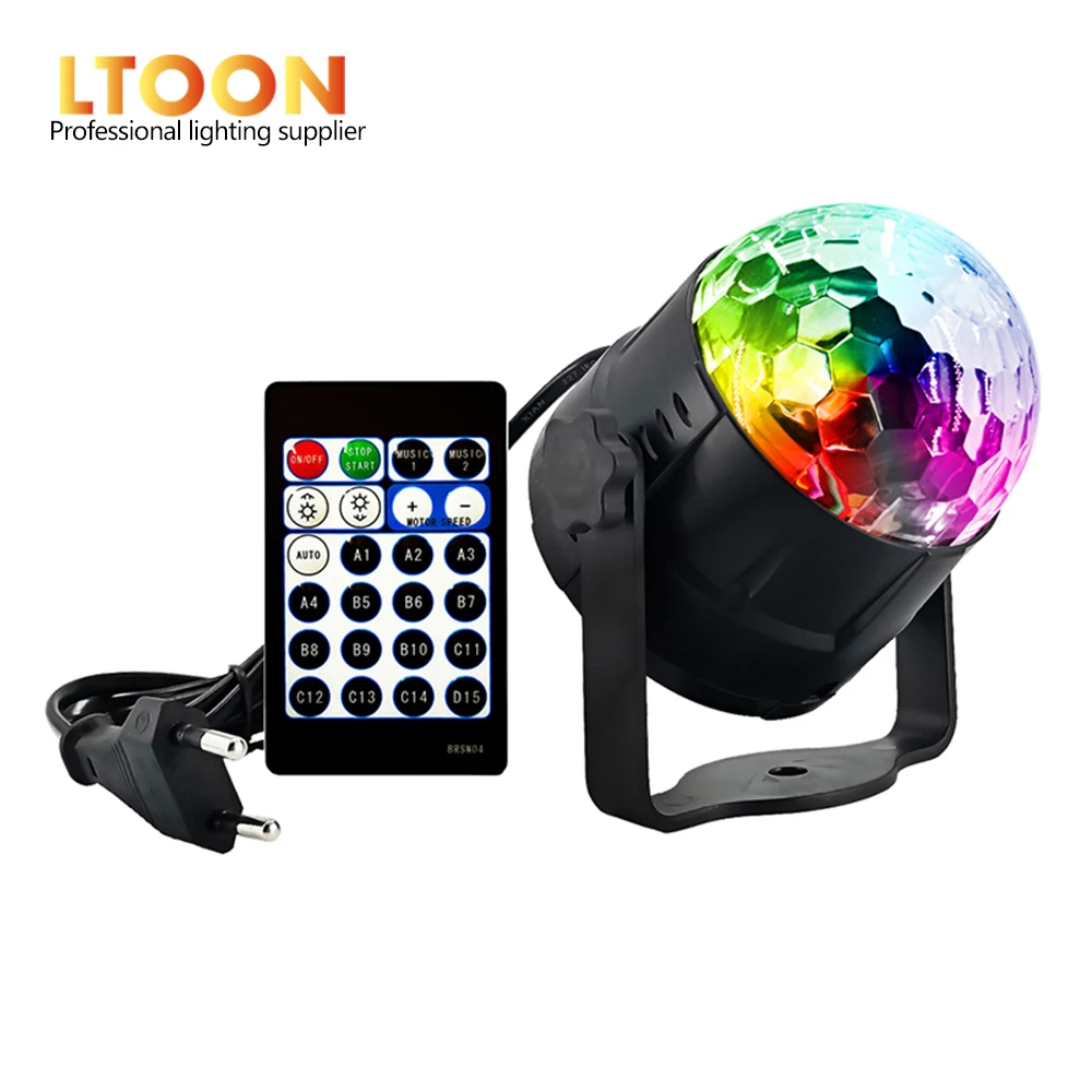 [LTOON]3W Mini 15 colors Crystal Magic Ball Sound Activated Disco Ball Stage Lamp Lumiere Christmas Laser Projector Dj Club