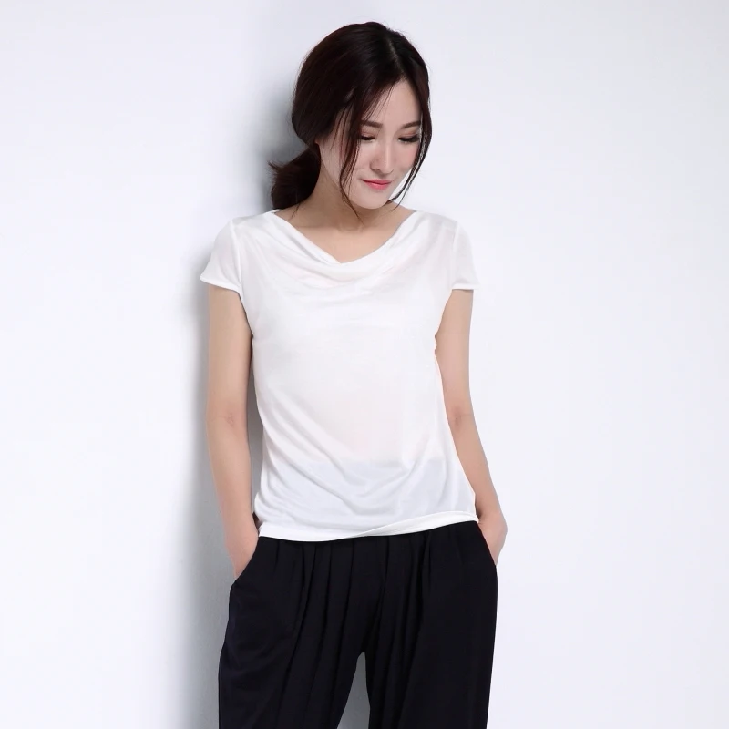 Женские летние топы из размера плюс шелка женские весенние шелковые футболки с