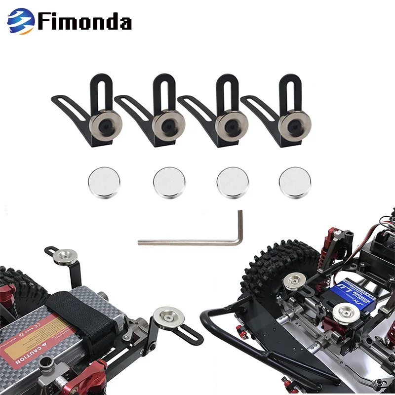 

4pcs RC Car Shell Body Mount Metal L-Bracket with Magnet For 1/10 RC Crawler Car Axial SCX10 90046 90047 D90 Fixed Bracket Parts