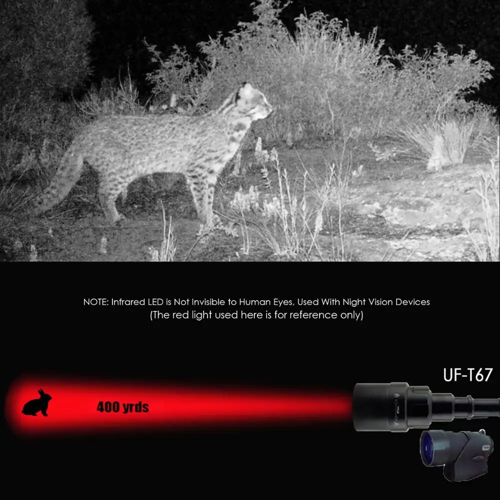 Инфракрасный светильник UniqueFire 1605 T67 IR 850NM 3 режима ночного видения с USB интерфейсом