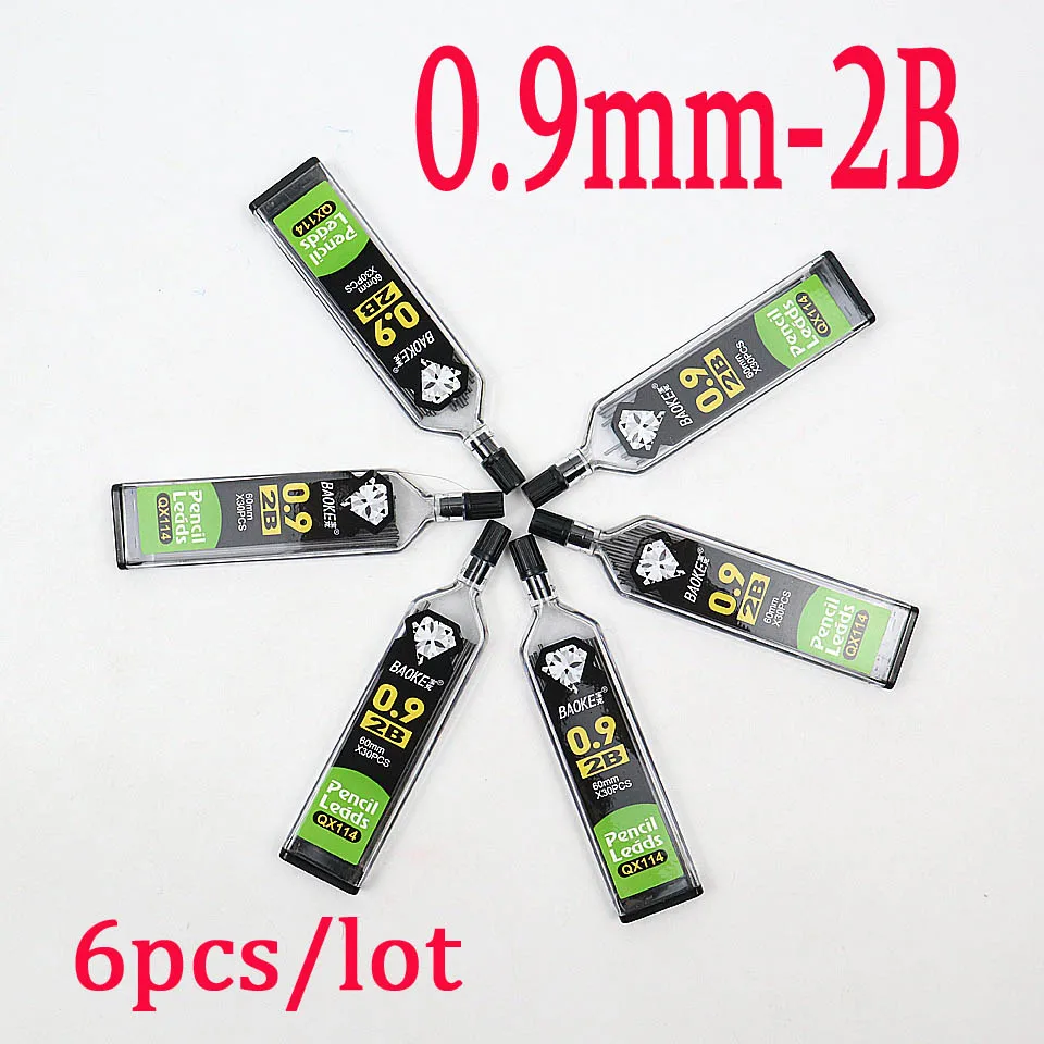 6Refills-0.9-2B Высококачественный полностью металлический механический карандаш ZD125 0,3~ 0,9 мм для профессиональной живописи и письма школьные принадлежности отправка 2 заправки - Цвет: 6Refills-0.9-2B