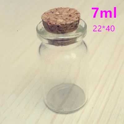 Мини Стеклянная бутылка с пробкой, 3 мл, 5 мл, 7 мл, 8 мл, 10 мл, 12 мл, 15, 20 мл стеклянные банки, в большинство стран мира - Цвет: 7ml