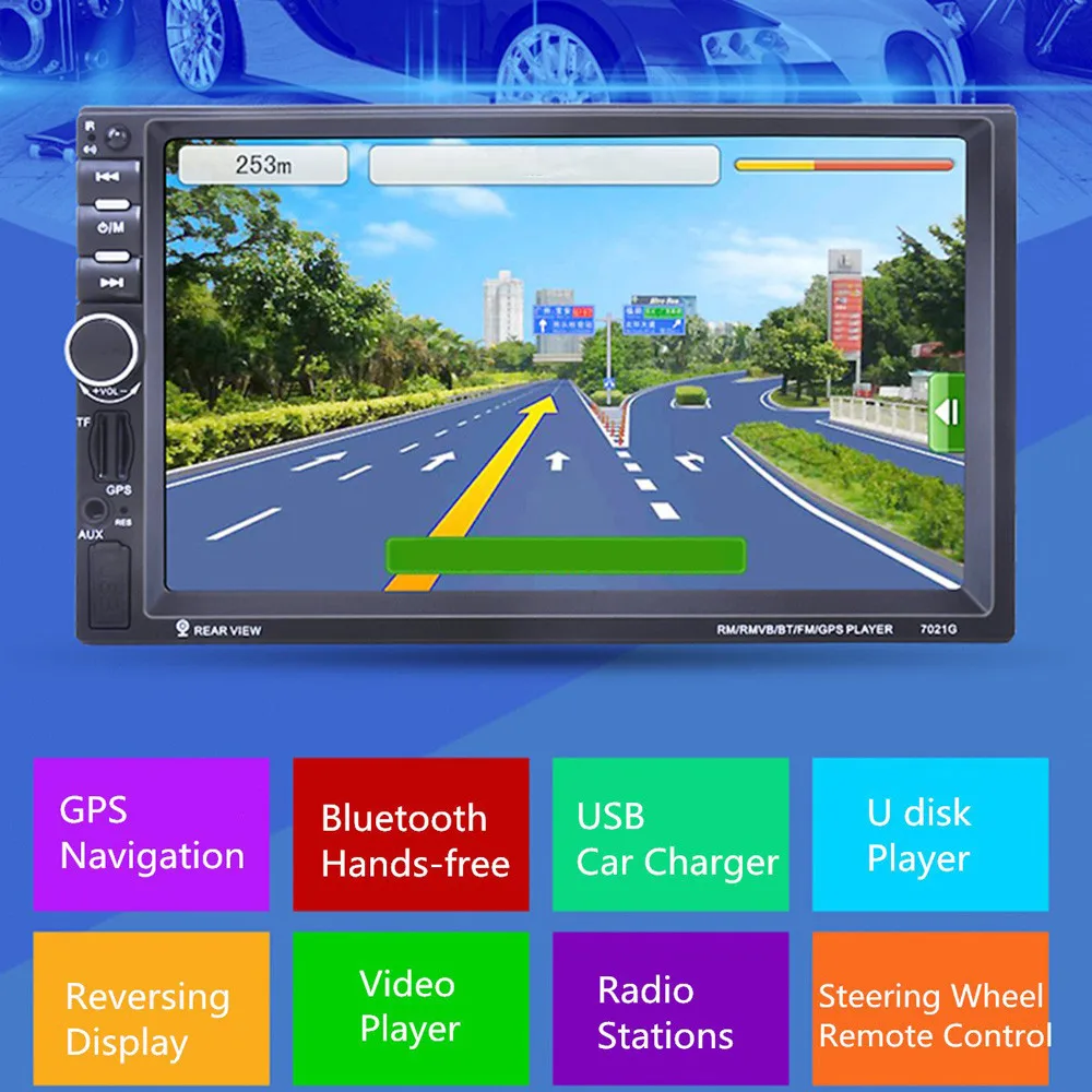 7 дюймовый gps навигатор HD Dual 2 DIN автомобильный стерео MP3 плеер Bluetooth радио GPS