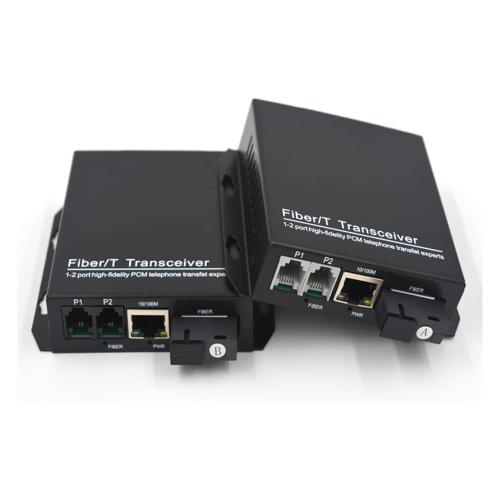 

Telephone Extenders - 2 Channels PCM Voice Telephone Over Fiber Optic up 20Km 10/100Mbps Ethernet SC Singlemode Fiber