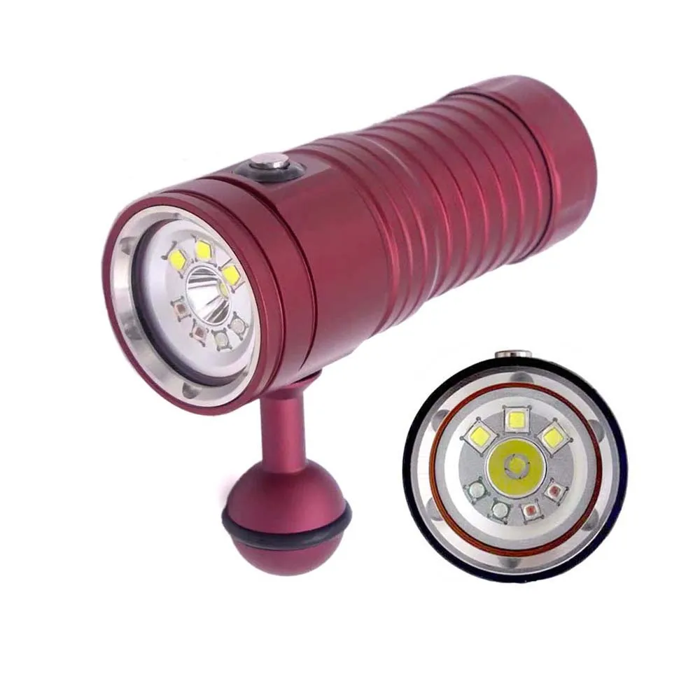 SET 7 RED 8* Светодиодный вспышка для подводного погружения и светильник 6000LM подводный 80 м 3xL2 1 xxpl V6 2xUV 2xred светильник для фотостудии видеосъемки фотографирования Камера тактический фонарь белый красный фонарь - Испускаемый цвет: SET 7 RED