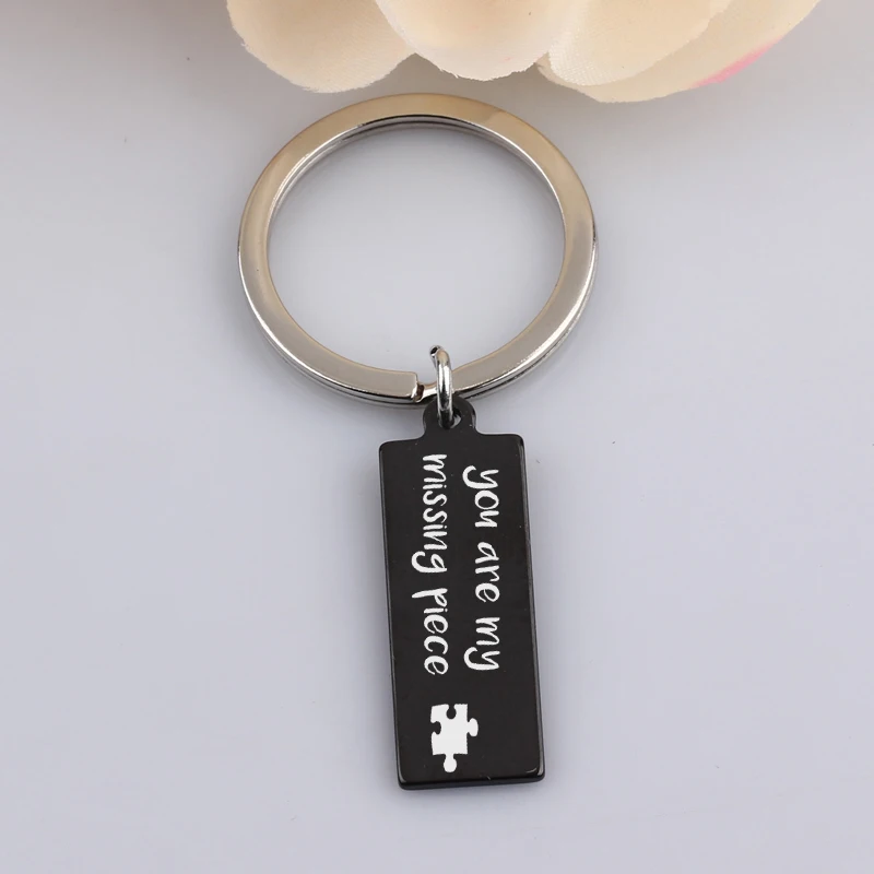 Модный черный брелок из нержавеющей стали с гравировкой You Are My Missing |
