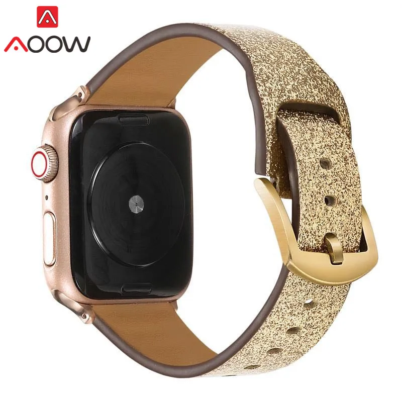 Ремешок для часов из натуральной кожи для Apple Watch 38 мм 42 мм 40 мм 44 мм Золотой браслет ремешок Карлос Корреа аксессуары для iwatch 1 2 3 4 - Цвет ремешка: Gold