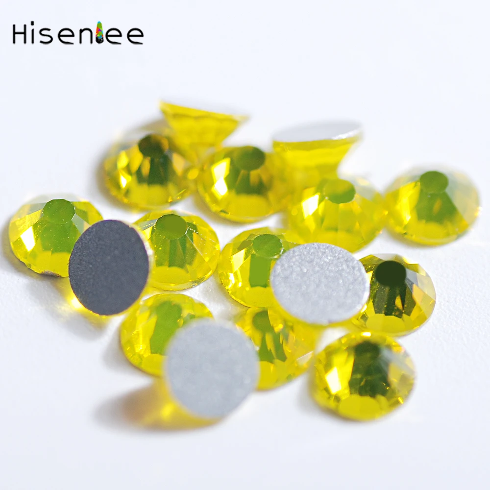 Красивые лимонно желтые кристаллы AB с плоской задней поверхностью без горячей