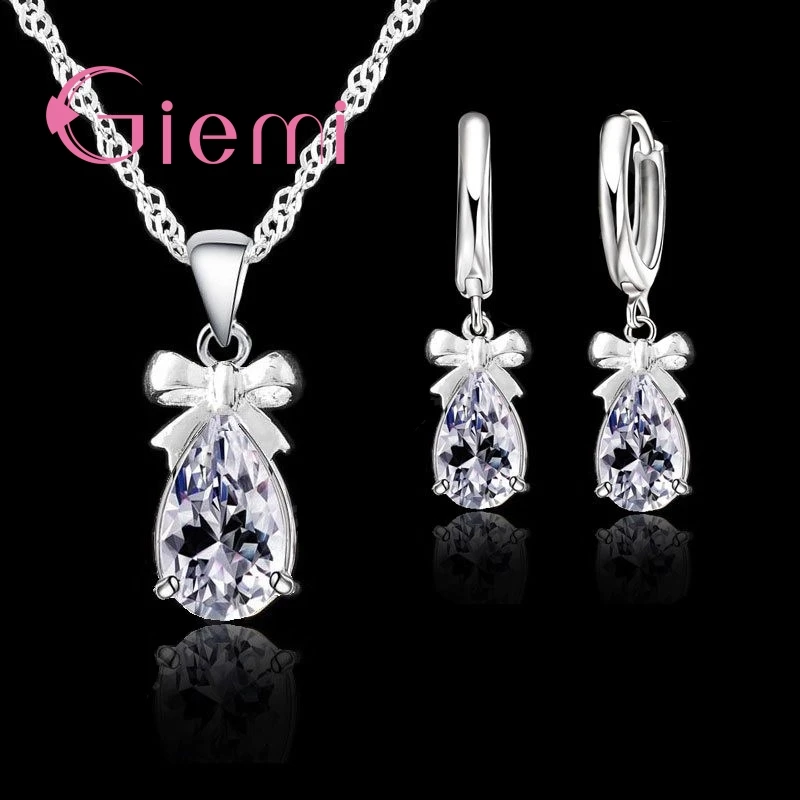 Серьги подвески женские из серебра 925 пробы с фианитом|jewelry sets|women jewelry set925 sterling silver