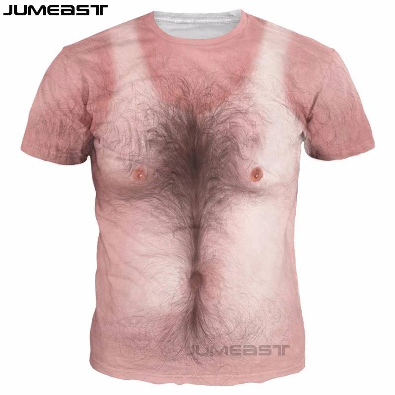Jumeast брендовая мужская женская футболка с 3D принтом грудь волосы мышцы короткий