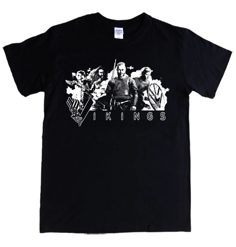 Футболка с викингами S-3XL Ragnar Lothbrok Lagertha Rollo Floki Logo Мужская футболка распродажа