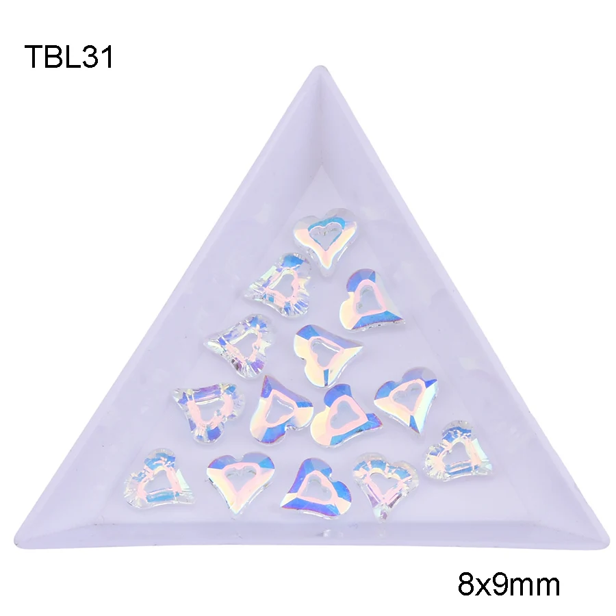 TBL31 10 шт. стеклянные камни для ногтей 3d Ногти со стразами новое поступление сердце круг Овальный полый дизайн ногтей аксессуары для украшения TBL31 - Цвет: TBL31