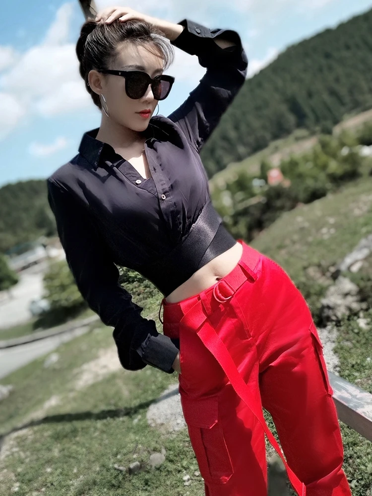 Осень 2018 г. Новый для женщин укороченный Топы корректирующие пикантные черные