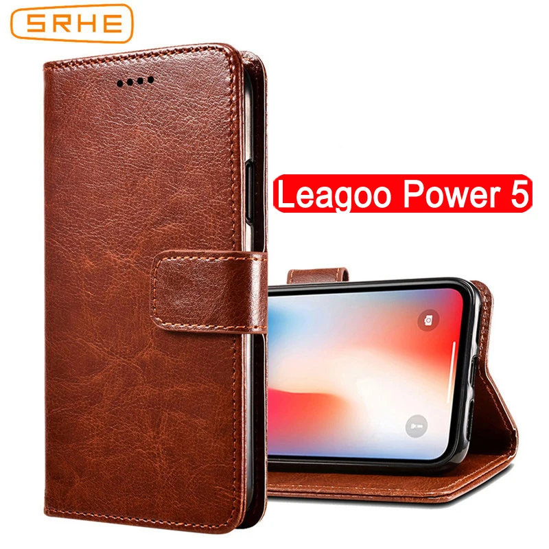 Чехол-книжка SRHE для Leagoo Power 5 кожаный с магнитным кошельком силиконовый чехол |