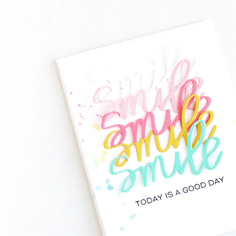 GJCrafts Smile Word Dies Metal Cutting New 2019 for Card Making Scrapbooking Album Embossing Craft Stencil Letter | Дом и сад