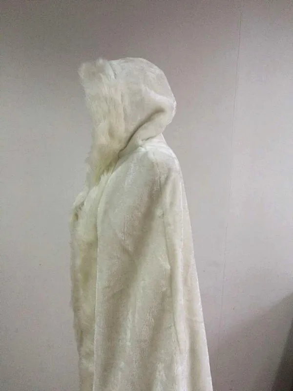 Толстая Капюшоном невесты мыс Белый мех пальто свадебный Платок Плюс размер