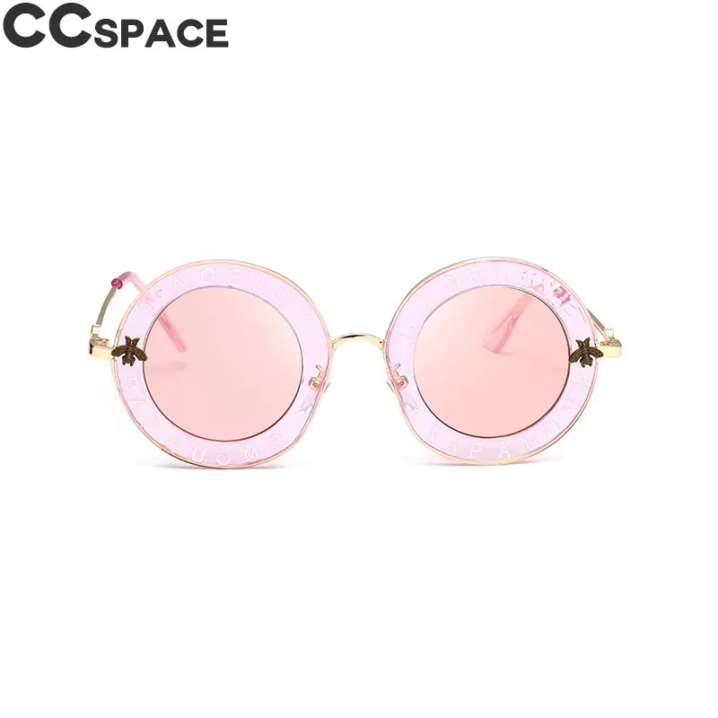 C6 clear pink Ретро Круглые Солнцезащитные очки для женщин, любовные оттенки, модные буквы «маленькая Пчелка», мужские и женские UV400 CCSPACE, брендовые дизайнерские женские очки 45319 - Цвет линз: C6 clear pink