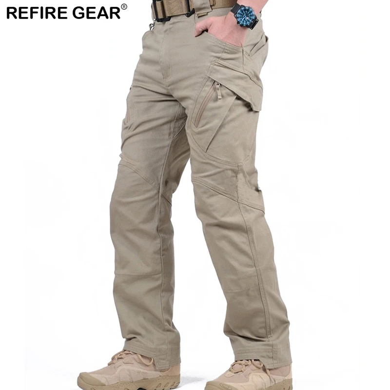 Мужские брюки ReFire Gear IX9 хлопковые для походов альпинизма с множеством карманов