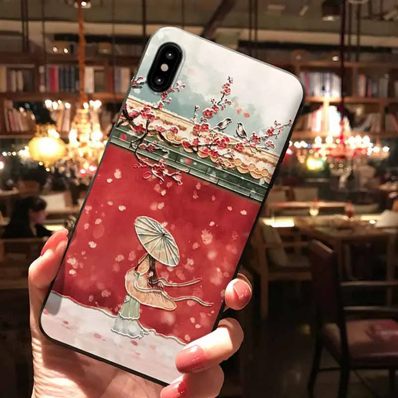 Vintage Chinese Style Forbidden City Embossed Cases for Iphone X XR XSMAX 6S 6plus 7 Plus 8 For Oppo R17 Vivo X20 Mate10 |