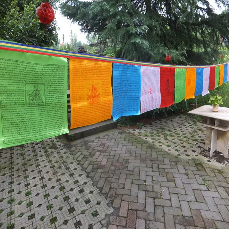 20 Pcs Tibetan Buddhist Prayer Flags Different Colors Artificial Silk Religious Flags Tibet Lung flag Buddhist Supplies images - 6